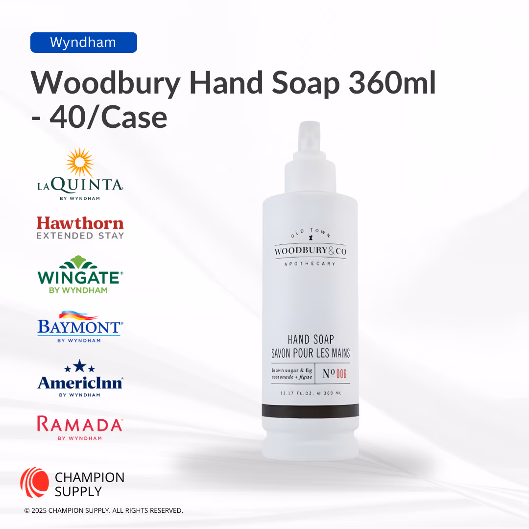 Woodbury & Co 12.17 fl.oz/360ml Brown Sugar & Fig Hand Soap in non-refillable round pump bottle, Case of 40
